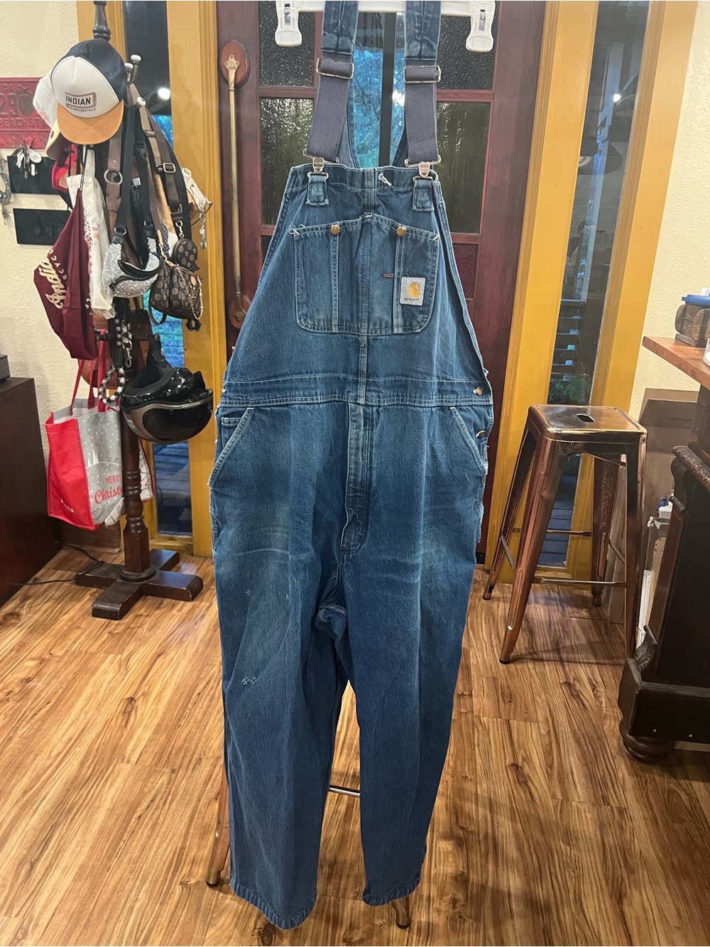 Carhartt Men's Indigo Blue Relaxed Denim Overalls